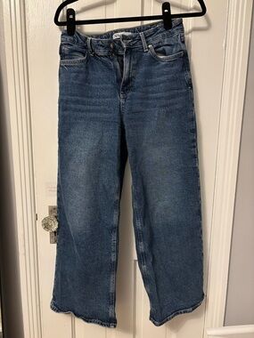 Zara Medium Blue Wide Leg Jeans